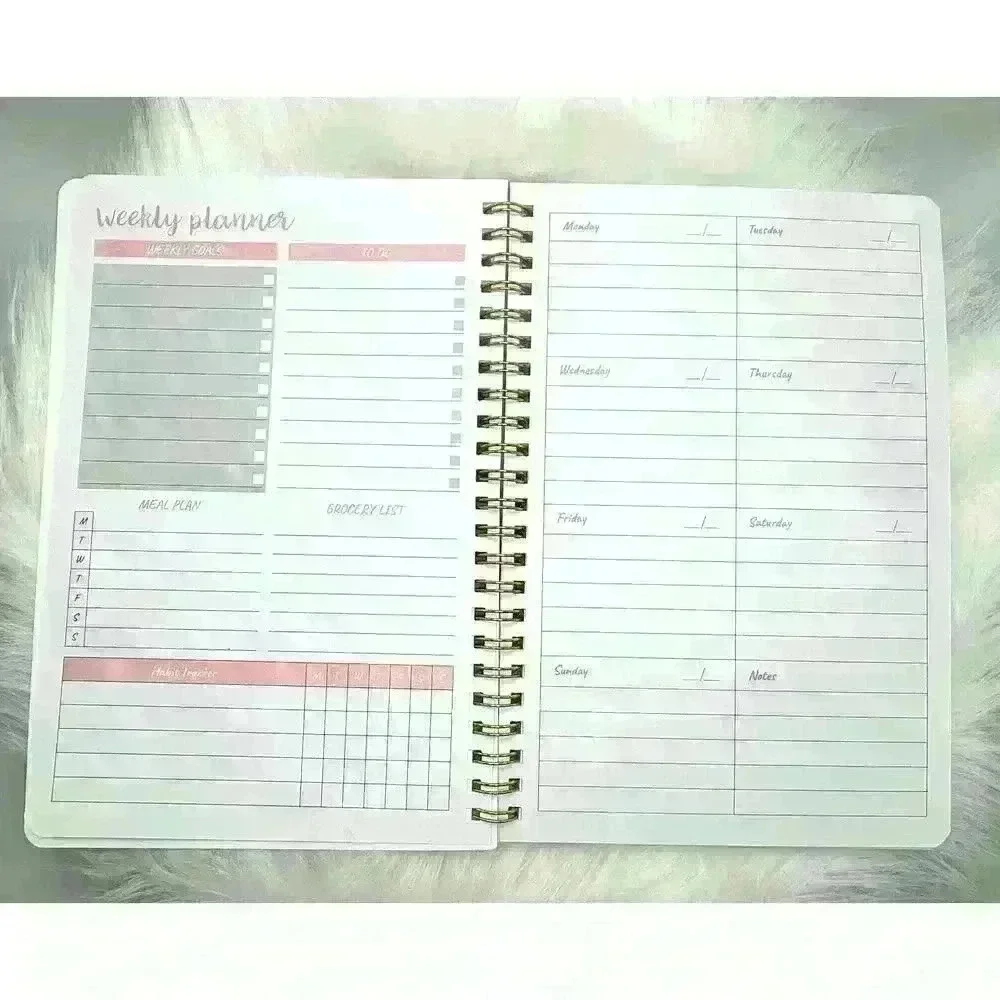 Weekly Planner and Pink Series Highlighter Pen Set Bundle
